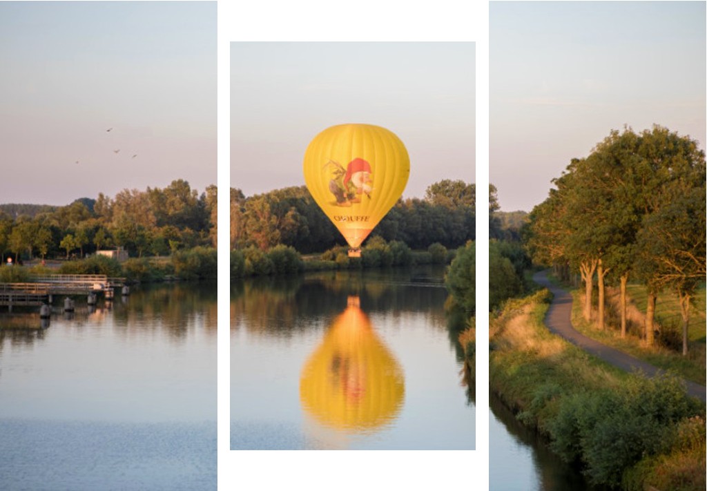 Chouffe luchtballon tijdens de ballonvaart over de Schelde, Filva Ballonvaarten is uw specialist in ballonvluchten.