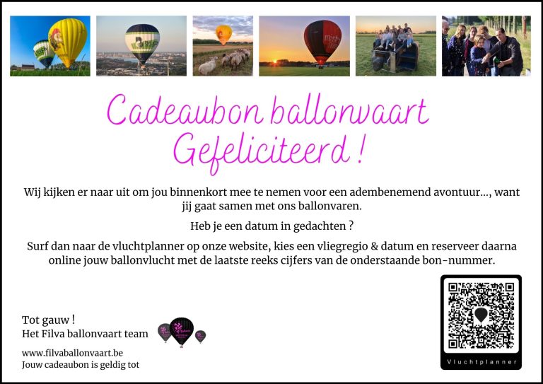 cadeaubon ballonvaart filva ballonvaarten 2022